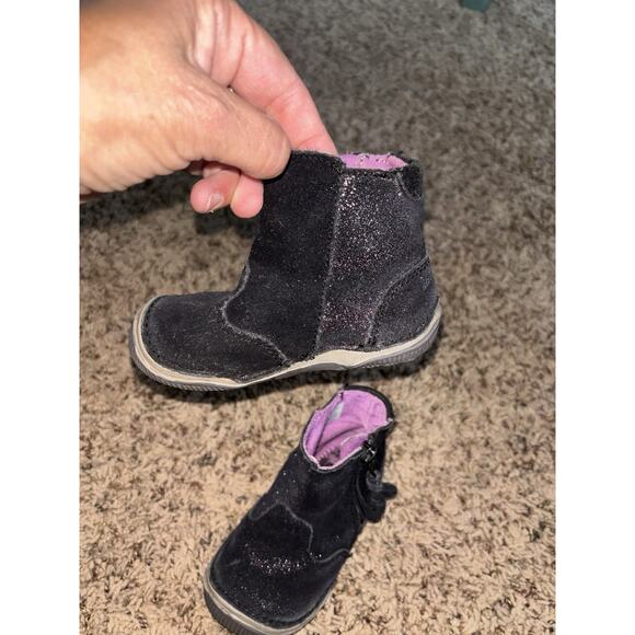 Stride Rite "Zoe" toddler girl sz. 4.5 Wide blk sparkle ankle boot/shoe. Adorabl - Picture 9 of 11
